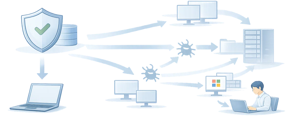 入口防御と内部展開の流れ