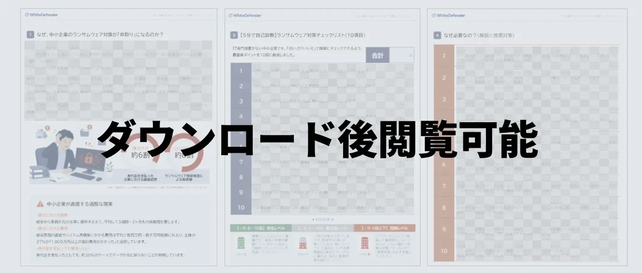 中小企業のためのランサムウェア対策セルフチェックシートの誌面イメージ(ダウンロード後に閲覧可能)