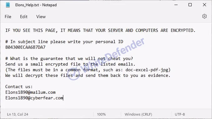 「Elons」ランサムウェアに関する技術分析レポート