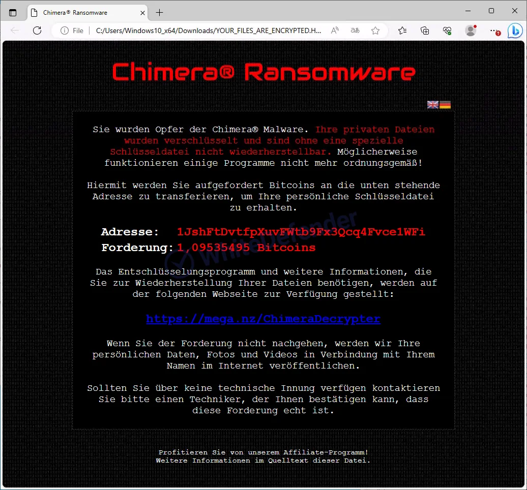 Chimeraランサムウェアに関する分析とインシデント対応報告書