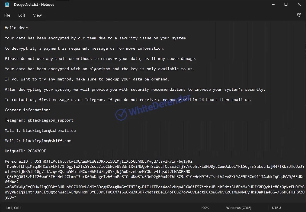 BlackLegionランサムウェアに関する技術分析とインシデント対応報告書