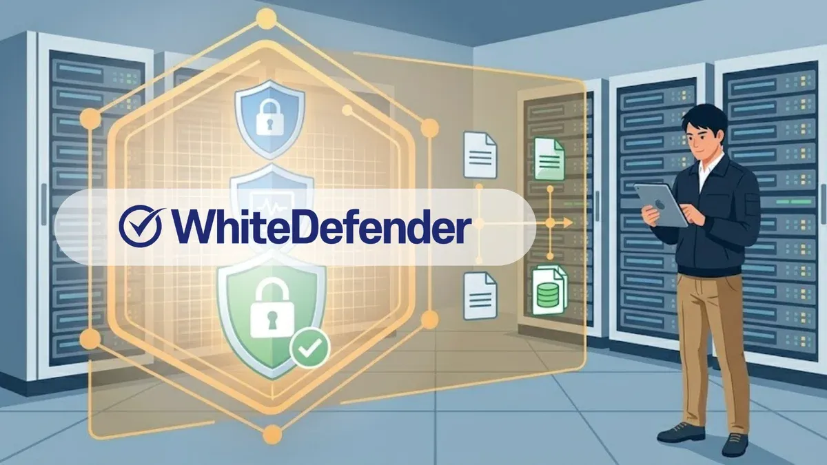 WhiteDefenderが「最後の砦」としてデータを強力に守り切る防衛イメージ